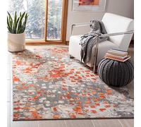 Safavieh Tapis Moderne Chic pour Salon, Salle à Manger, Chambre à Coucher - Collection Madison - Poils Courts - Gris et Orange - 160 x 229 cm