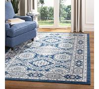 Safavieh Tapis Moderne et Chic pour Salon, Salle à Manger, Chambre à Coucher - Collection Madison - Poils Courts - Bleu Marine et Gris - 122 x 183 cm