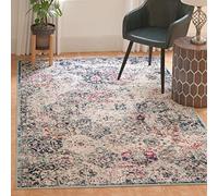Safavieh Tapis Moderne et Chic pour Salon, Salle à Manger, Chambre à Coucher - Collection Madison - Poils Courts - Bleu Marine et Bleu Sarcelle - 91 x 152 cm