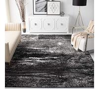 SAFAVIEH Tapis Moderne pour Salon, Salle à Manger, Chambre à Coucher - Adirondack Collection, Tapis à Poil Court, Argent et Noir, 91 X 152 cm