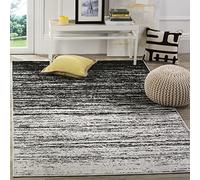 SAFAVIEH Tapis Moderne pour Salon, Salle à Manger, Chambre à Coucher - Adirondack Collection, Tapis à Poil Court, Argent et Noir, 155 X 229 cm