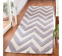 SAFAVIEH Tapis Moderne Pour Salon, Salle à manger, Chambre à coucher - Cambridge Collection, Tapis à poil court, Argent et Ivoire, 76 X 244 cm