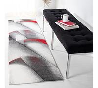 Safavieh Tapis Moderne pour Salon, Salle à Manger, Chambre à Coucher - Hollywood Collection, Tapis à Poil Court, Gris et Rouge, 69 x 244 cm