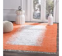 SAFAVIEH Tapis Moderne Pour Salon, Salle à manger, Chambre à coucher - Montauk Collection, Tapis à poil court, Ivoire et Orange, 91 X 152 cm