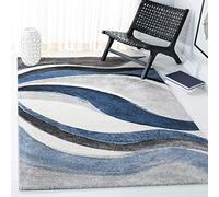 Safavieh Tapis Rectangulaire Moderne Graphique Tressé Collection Hollywood Gris/Bleu 79 x 152 cm