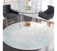 SAFAVIEH Tapis Rond 122 cm Rond - Adirondack Collection - Transitionnel Design, Ivoire & Bleu Clair, Mélange Synthétique Entretien Facile, Idéal pour Salon, Chambre, Bureau (ADR109L)