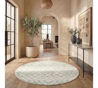 SAFAVIEH Tapis Rond 183 cm Rond - Adirondack Collection - Moderne Design, Ivoire & Vert, Mélange Synthétique Entretien Facile, Idéal pour Salon, Chambre, Bureau