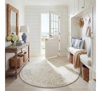 SAFAVIEH Tapis Rond 91 cm Rond - Adirondack Collection - Transitionnel Design, Ivoire & Sauge, Mélange Synthétique Entretien Facile, Idéal pour Salon, Chambre, Bureau