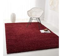 SAFAVIEH Tapis Shag pour Salon, Salle à Manger, Chambre à Coucher - August Shag Collection, Tapis à Poil Court, Bourgogne, 183 X 274 cm