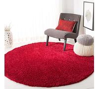 Safavieh Tapis Shag pour Salon, Salle à Manger, Chambre à Coucher - August Shag Collection, Tapis à Poil Court, Rouge, 90 x 90 cm