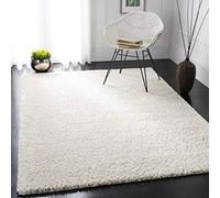 Safavieh Tapis Shag pour Salon, Salle à Manger, Chambre à Coucher - August Shag Collection, Tapis à Poil Court, Ivoire, 122 X 122 cm