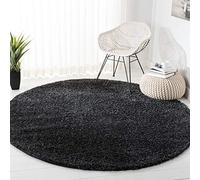 Safavieh Tapis Shag pour Salon, Salle à Manger, Chambre à Coucher - August Shag Collection, Tapis à Poil Court, Fusain, 200 x 200 cm