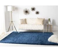 SAFAVIEH Tapis Shag pour Salon, Salle à Manger, Chambre à Coucher - August Shag Collection, Tapis à Poil Court, Bleu Marine, 91 X 152 cm