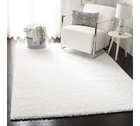 SAFAVIEH Tapis Shag pour Salon, Salle à Manger, Chambre à Coucher - August Shag Collection, Tapis à Poil Court, Blanc, 160 X 229 cm