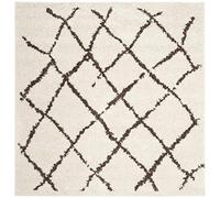 SAFAVIEH Tapis Shag Pour Salon, Salle à manger, Chambre à coucher - Berber Shag Collection, Tapis à poil court, Crème et Marron, 155 X 155 cm