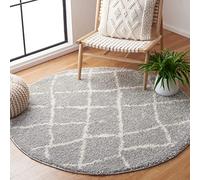 SAFAVIEH Tapis Shag Pour Salon, Salle à manger, Chambre à coucher - Berber Shag Collection, Tapis à poil court, Gris clair et crème, 155 X 155 cm