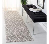 SAFAVIEH Tapis Shag Pour Salon, Salle à manger, Chambre à coucher - Berber Shag Collection, Tapis à poil court, Gris clair et crème, 155 X 155 cm