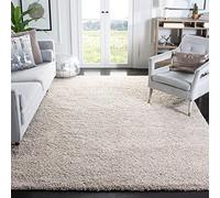 Safavieh Tapis Shag pour Salon, Salle à Manger, Chambre à Coucher - California Shag Collection, Tapis à Poil Long, Beige, 201 X 201 cm