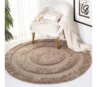 Safavieh Tapis Shag pour Salon, Salle à Manger, Chambre à Coucher - Florida Shag Collection, Tapis à Poil Long, Beige et Beige, 152 x 152 cm