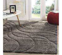 SAFAVIEH Tapis Shag Pour Salon, Salle à manger, Chambre à coucher - Florida Shag Collection, Tapis à poil long, Gris et Gris, 122 X 183 cm
