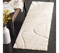 Safavieh Tapis Shag pour Salon, Salle à Manger, Chambre à Coucher - Florida Shag Collection, Tapis à Poil Long, Crème, 69 x 213 cm