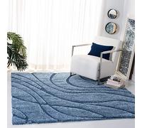 Safavieh Tapis Shag pour Salon, Salle à Manger, Chambre à Coucher - Florida Shag Collection, Tapis à Poil Long, Gris et Gris Clair, 122 x 122 cm