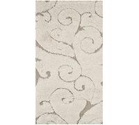 Safavieh Tapis Shag pour Salon, Salle à Manger, Chambre à Coucher - Florida Shag Collection, Tapis à Poil Long, Crème et Beige, 61 x 91 cm