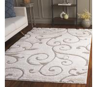 SAFAVIEH Tapis Shag Pour Salon, Salle à manger, Chambre à coucher - Florida Shag Collection, Tapis à poil long, Crème et beige, 160 X 229 cm