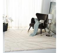 Safavieh Tapis Shag pour Salon, Salle à Manger, Chambre à Coucher - Florida Shag Collection, Tapis à Poil Long, Crème, 122 x 122 cm