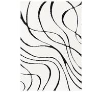 Safavieh Tapis Shag pour Salon, Salle à Manger, Chambre à Coucher - Florida Shag Collection, Tapis à Poil Long, Crème et Noir, 61 x 91 cm