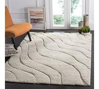 SAFAVIEH Tapis Shag Pour Salon, Salle à manger, Chambre à coucher - Florida Shag Collection, Tapis à poil long, Crème et beige, 160 X 229 cm