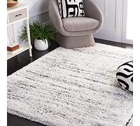 Safavieh Tapis Shag pour Salon, Salle à Manger, Chambre à Coucher - Fontana Shag Collection, Tapis à Poil Court, Ivoire et Gris, 160 x 229 cm