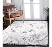 SAFAVIEH Tapis Shag pour Salon, Salle à Manger, Chambre à Coucher - Fontana Shag Collection, Tapis à Poil Court, Ivoire et Gris, 183 X 274 cm