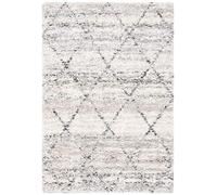 Safavieh Tapis Shag pour Salon, Salle à Manger, Chambre à Coucher - Fontana Shag Collection, Tapis à Poil Court, Gris et Ivoire, 69 x 122 cm