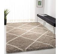 Safavieh Tapis Shag pour Salon, Salle à Manger, Chambre à Coucher - Hudson Shag Collection, Tapis à Poil Long, Beige et Ivoire, 183 x 274 cm