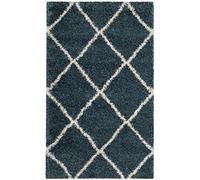 Safavieh Tapis Shag pour Salon, Salle à Manger, Chambre à Coucher - Hudson Shag Collection, Tapis à Poil Long, Bleu Ardoise et Ivoire, 122 X 183 cm