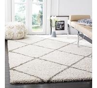 Safavieh Tapis Shag pour Salon, Salle à Manger, Chambre à Coucher - Hudson Shag Collection, Tapis à Poil Long, Ivoire et Gris, 160 x 160 cm