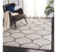 SAFAVIEH Tapis Shag Pour Salon, Salle à manger, Chambre à coucher - Hudson Shag Collection, Tapis à poil long, Ivoire et Gris, 122 X 183 cm