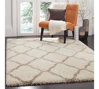 Safavieh Tapis Shag pour Salon, Salle à Manger, Chambre à Coucher - Hudson Shag Collection, Tapis à Poil Long, Gris foncé et Ivoire, 91 X 152 cm