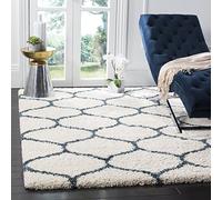 Safavieh Tapis Shag pour Salon, Salle à Manger, Chambre à Coucher - Hudson Shag Collection, Tapis à Poil Long, Ivoire et Bleu Ardoise, 122 X 183 cm