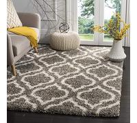 SAFAVIEH Tapis Shag Pour Salon, Salle à manger, Chambre à coucher - Hudson Shag Collection, Tapis à poil long, Gris et Ivoire, 183 X 274 cm