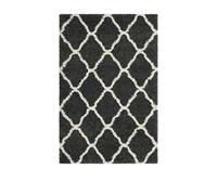 SAFAVIEH Tapis Shag Pour Salon, Salle à manger, Chambre à coucher - Hudson Shag Collection, Tapis à poil long, Gris foncé et Ivoire, 91 X 152 cm