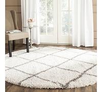 Safavieh Tapis Shag pour Salon, Salle à Manger, Chambre à Coucher - Hudson Shag Collection, Tapis à Poil Long, Ivoire et Gris, 160 x 160 cm