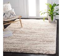 Safavieh Tapis Shag pour Salon, Salle à Manger, Chambre à Coucher - Hudson Shag Collection, Tapis à Poil Long, Ivoire et Beige, 200 x 200 cm
