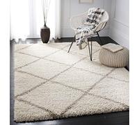 Safavieh Tapis Shag pour Salon, Salle à Manger, Chambre à Coucher - Hudson Shag Collection, Tapis à Poil Long, Ivoire et Beige, 183 x 274 cm