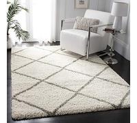 SAFAVIEH Tapis Shag Pour Salon, Salle à manger, Chambre à coucher - Hudson Shag Collection, Tapis à poil long, Ivoire et Gris, 155 X 229 cm