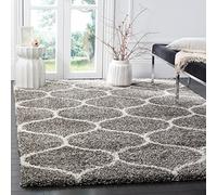 Safavieh Tapis Shag pour Salon, Salle à Manger, Chambre à Coucher - Hudson Shag Collection, Tapis à Poil Long, Gris et Ivoire, 244 X 305 cm