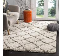 SAFAVIEH Tapis Shag Pour Salon, Salle à manger, Chambre à coucher - Hudson Shag Collection, Tapis à poil long, Ivoire et Gris, 91 X 152 cm