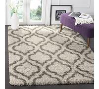 SAFAVIEH Tapis Shag Pour Salon, Salle à manger, Chambre à coucher - Hudson Shag Collection, Tapis à poil long, Ivoire et Gris, 91 X 152 cm
