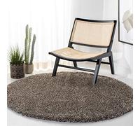 Safavieh Tapis Shag pour Salon, Salle à Manger, Chambre à Coucher - Milan Shag Collection, Tapis à Poil Long, Gris, 91 X 91 cm